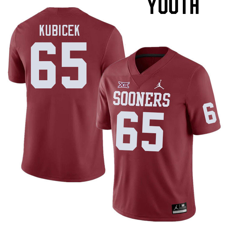 Youth #65 Ty Kubicek Oklahoma Sooners College Football Jerseys Stitched Sale-Crimson - Click Image to Close